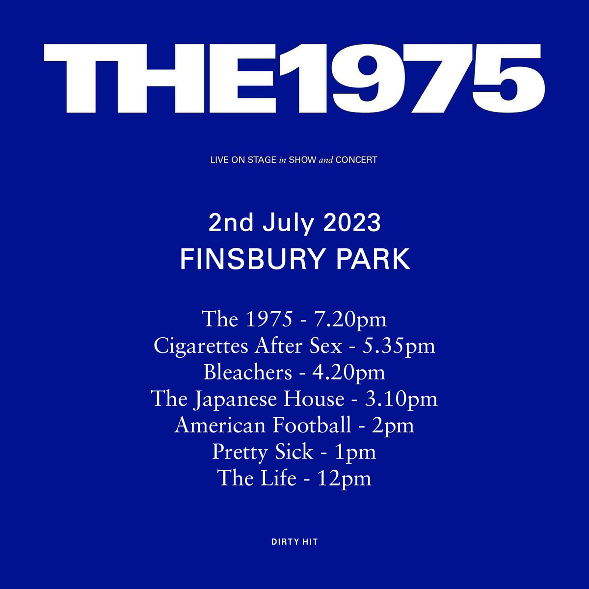 THE 1975 Set times